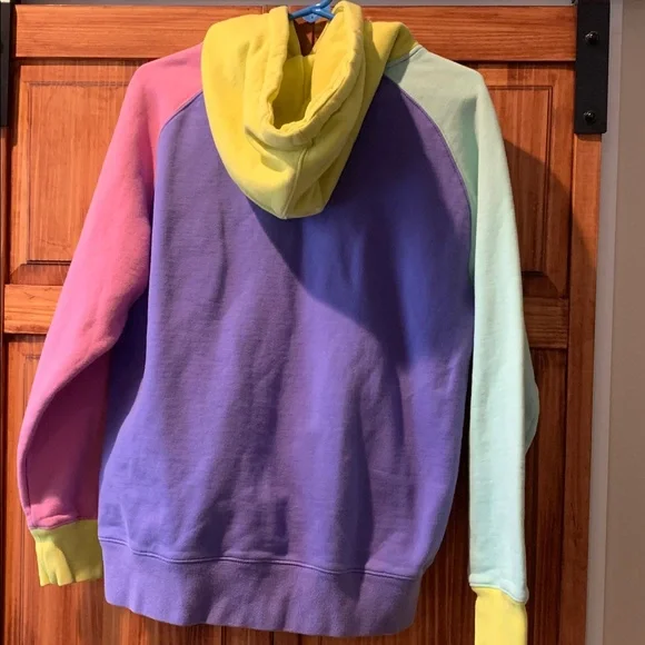 Teddy Fresh Colorblock Hoodie Sweatshirt mint, pink, violet and chartreuse szM - Picture 6 of 10